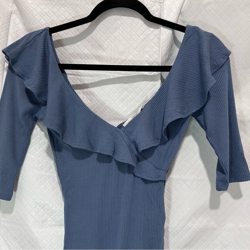 Shabby Chic Blue Ruffled Bodysuit - Picture 3 of 7